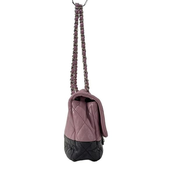 Chanel Shoulder Bag Single Flap Matelasse Pink And Dark Purple Lambskin - Picture 2 of 16